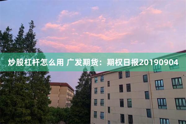 炒股杠杆怎么用 广发期货：期权日报20190904